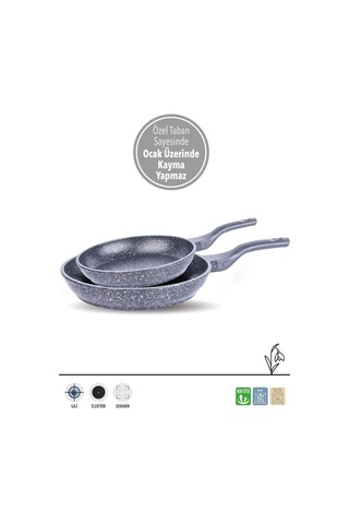 D3007 Döküm Granit 2'li 20-28 Cm Tava Seti Çok Renkli
