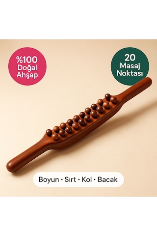 Dogal Ahsap Gua Sha Masaj Aleti 20 Masaj Noktalı Kas Gevşetme Ve Çok Yönlü Kullanım Ahşap