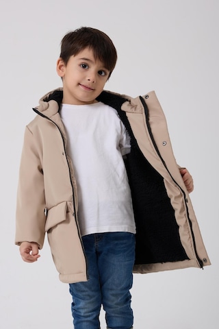 Freemen Erkek Çocuk Kürklü Su Ve Rüzgar Geçirmez Kapüşonlu 3 Kışlık Mont & Kaban & Parka Taş