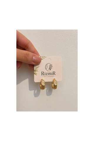 Gold Dokulu Kalın Halka Kadın Küpe Altın 94463442