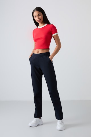 Tommy Life Lacivert Yüksek Bel Cepli Rahat Form Klasik Paça Kadın Eşofman Alt - 94584 Lacivert