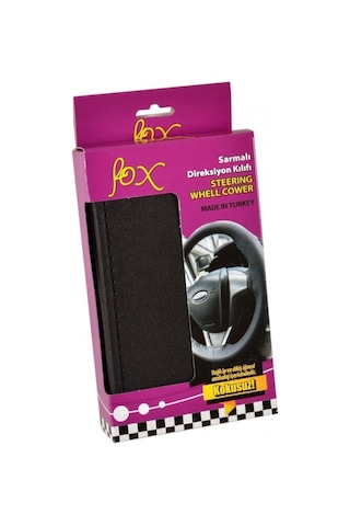 Fox D-121 Dikmeli Düz 38 Cm Siyah Direksiyon Kılıfı