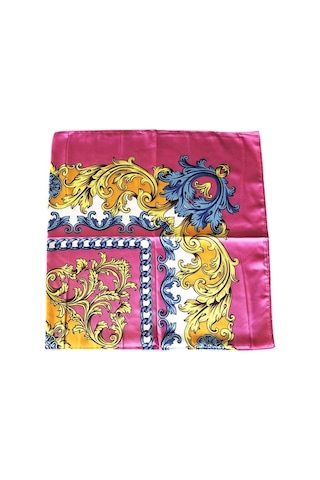Tikitonki Otantik Çiçek Desenli Saten Pembe Eşarp 90x90 Pembe Pembe