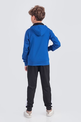 Pina Kids Erkek Çocuk Scuba Potential Kalın Şeritli Kapüşonlu Dalgıç Kumaş Eşofman Takımı Esf7026 Mavi