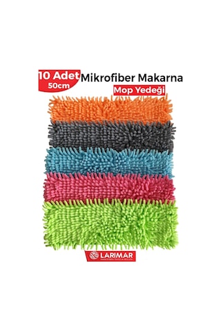 Larimar Makarna Mop Mikrofiber Yedek Paspas Temizlik Bezleri 10'lu 50 CM