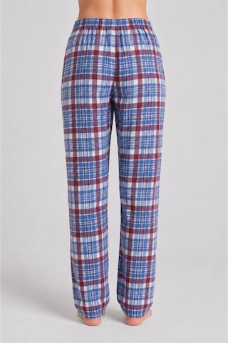 Yasar Underwear Kadın Ekose Pijama Altı Lastikli Bel Kurdele Detaylı Rahat Kesim Mavi,bordo Mavi,bordo