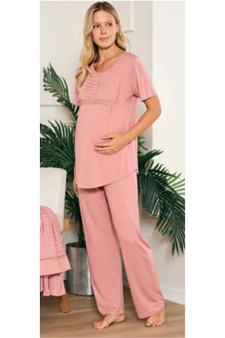 Feyza 5200 Sabahlıklı 3 Lü Hamile Lohusa Pijama Takımı Gülkurusu