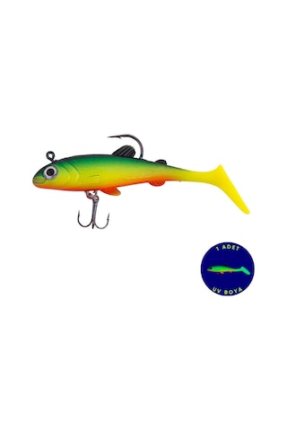 Silikon Balık - 15g 100mm - Üçlü İğneli - Fishack - Uv Boyalı - Liechen