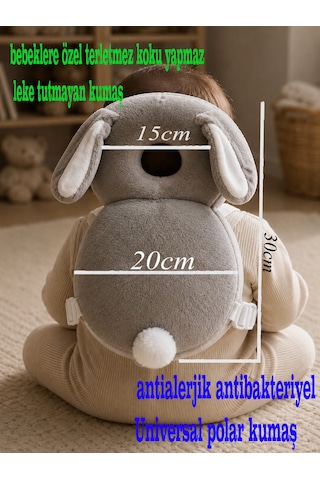 Teknor Bebek Kafa Koruma Yastığı Tavşan Model 20x30 Ebat Gri
