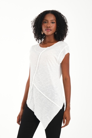 Asimetrik Penye Bluz Beyaz