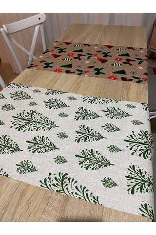 Yılbaşı Desen Runner Christmas Yeniyıl Runner 40 X 140 - 2 Adet Renkli