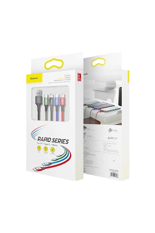 Baseus 4in1 Kablo Lightning (2)+Micro+Type-c 3.5A 1.2M