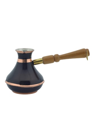 Bakır Sade Zarif Minimal 375ml Siyah Renkli Rus Cezvesi Orta