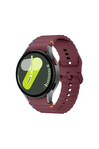 Samsung Galaxy Watch 7 40mm-44mm İle Uyumlu Metal Tokalı Dalgalı Spor Silikon Kordon