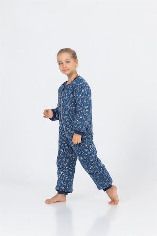 Kız Erkek Çocuk Kalın Elyaf Dolgulu Premium Kalite 2.5 Tog Desenli Uyku Tulumu Kahverengi - Lacivert