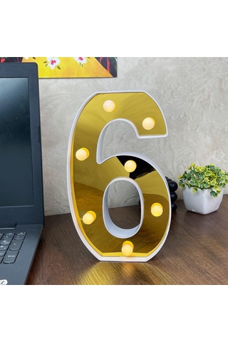 Dekoratif Led Işıklı 3D 6 Rakamı Büyük Boy Organizasyon Doğum Günü Kutlama