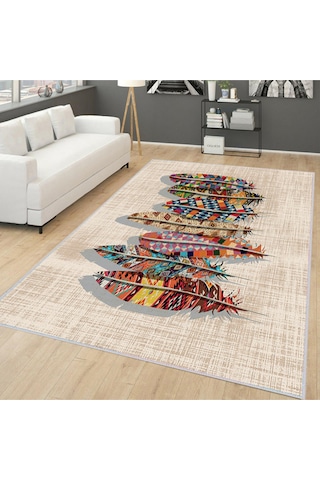 Rovigo Home Dijital Baskı Yıkanabilir Kaymaz Taban Salon Halısı RVG0151-SD561 Çok Renkli