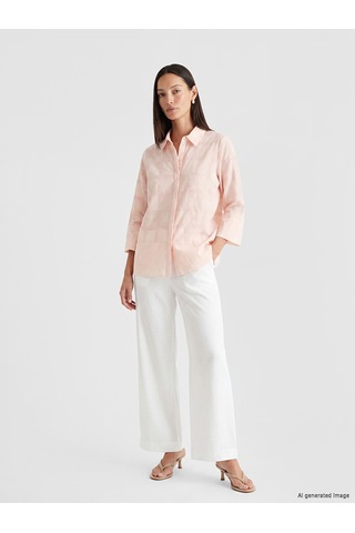 Lcw Everyday Pembe Kare Nakışlı Kadın Gömlek
