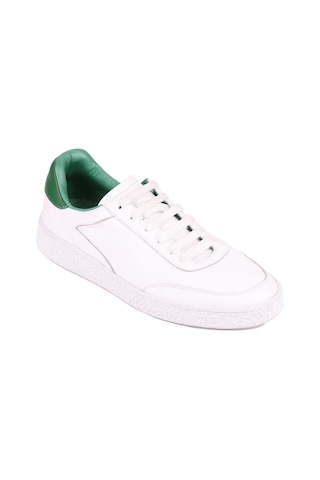 Shoetyle - Beyaz Hakiki Deri Bağcıklı Erkek Sneaker 666-11-1255 Beyaz