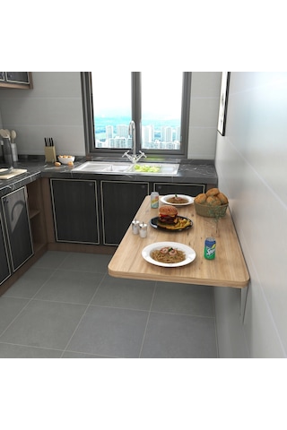 Kydonia Home Monte Kırma Katlanır Masa Ahşap Desenli 45x70 cm
