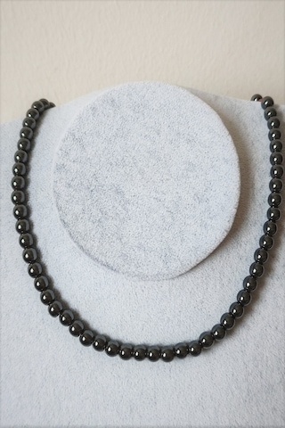 6 Mm Hematit Doğal Taş Kolye Altın