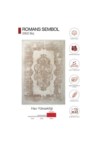Romans Sembol 2902 Bej Vizon Akrilik Klasik Desenli Salon
