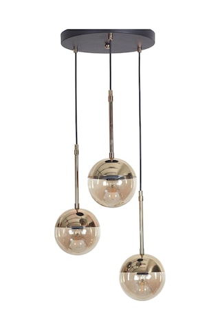 Nova 3 Lü Gold-siyah Metal Gövde Bal Rengi Camlı Tasarım Lüx ... Gold