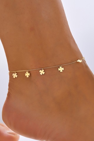 14 Ayar Altın Halhal Yonca Sallantılı Halhal - Mmhl -55004 Sarı Altın