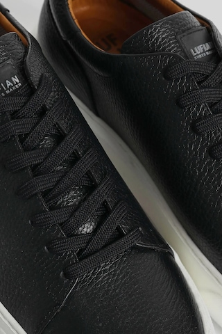 Lufian Tommy Erkek Deri Sneaker Ayakkabı Siyah Beyaz Siyah Beyaz