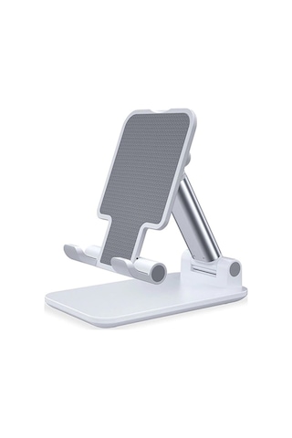 Beyaz Gümüş Katlanabilir Masaüstü Tablet Ve Telefon Tutucu Deskop Stand Rz-054 Beyaz-gümüş