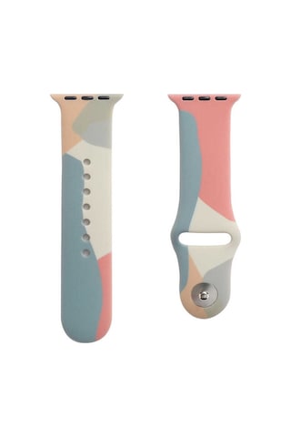 Apple Uyumlu Watch 7 8 41mm Kordon Karışık Renkli Silikon Kordon