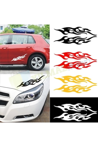 Araba Yan Ayna Motosiklet Alev Oto Sticker Etiket Yapıştırma 2 Ad