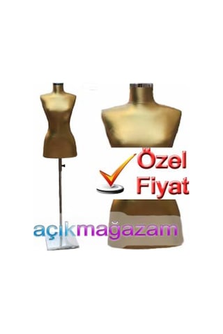 Süngerli Bayan Prova Terzi Manken Krom Ayak 38 Bed. Siyah Ve Gold