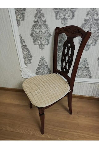 Burush Bağcıklı Kürklü Sandalye Minderi 50x50cm 143567542 Bej Açık