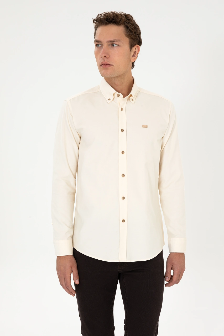 U.s. Polo Assn. Erkek Krem Gömlek Desenli 50315915-vr071 Krem