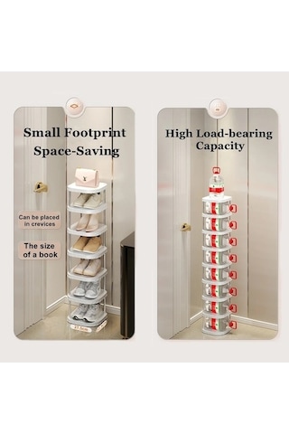 Flybuy Bosphorusboutique Rafı, 5 Katmanlı Dar Ambition Beyaz Ayakkabı, Minimalist Tasarım Beyaz