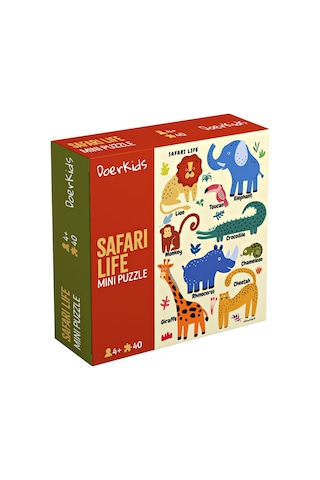 Doerkids Safari Vahşi Hayvanlar Mini Puzzle 40 Parça 4 Yaş
