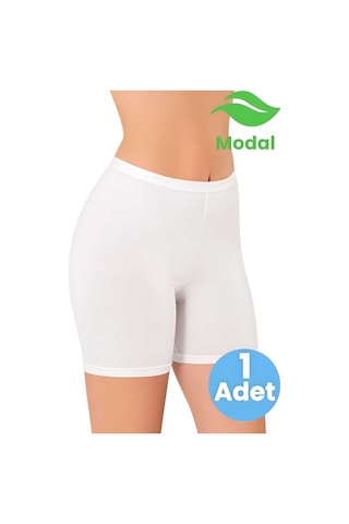 Tezzgelsin Kadın Modal Kumaş Jakarlı Kısa Tayt Şort Beyaz