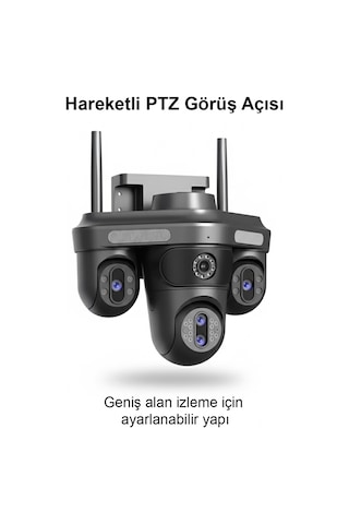 5 Kameralı Ptz Wifi Güvenlik Kamerası 10x Zoom Gece Görüş Sesli İletişim Hareket Algılama