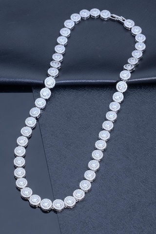 925 Ayar Gümüş Yuvarlak Taşlı Su Yolu Tennis Kolye