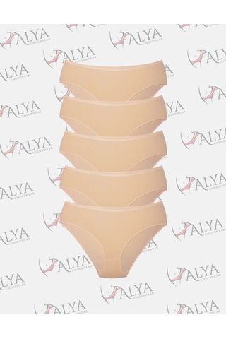 Alya Underwear Kadın Pamuklu Hipster - Slip Külot 5 Farklı Renk 1 Pakette Ten