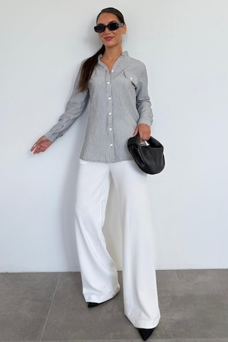 Madmext Siyah Çizgili Gofre Kumaş Kadın Oversize Gömlek Mg1666 Siyah