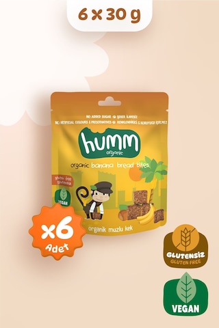 Humm Organic Organik Glutensiz Vegan Muzlu Kek Atıştırmalık 6 x 30 G