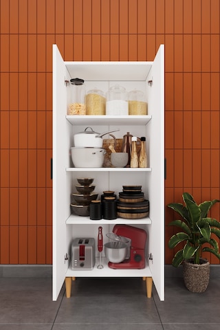 Modern 2 Kapaklı Çok Amaçlı Mutfak Banyo Dolabı %100 Mdf Erzak Kiler Dolabı Fd02 Beyaz