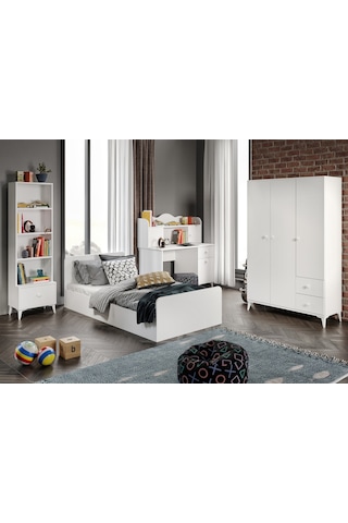 Akasya Modern Genç Odası Takımı Beyaz - 4 Parçalı Ve Tamamı 1. Ka Beyaz