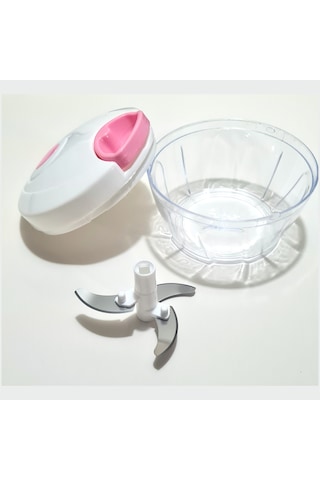 Üç Bıçaklı İpli Soğan Patates Biber Domates Kesme El Rondosu Beyaz Pembe