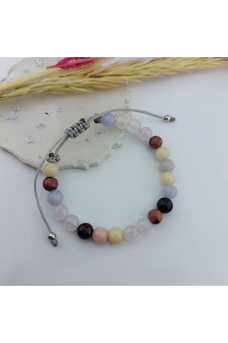 Vaoov Aşk Tılsımlı Doğal Taşlı Gümüş Bileklik