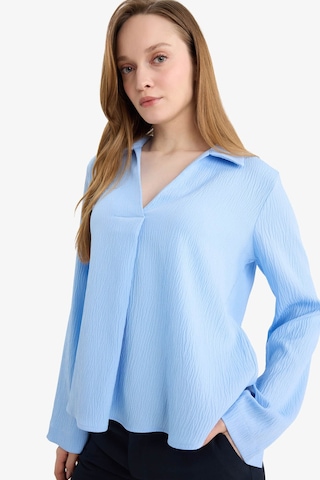 Defacto Relax Fit Gömlek Yaka Gofre Dokulu Uzun Kollu Bluz G9141ax26spbe316 Mavi-be316