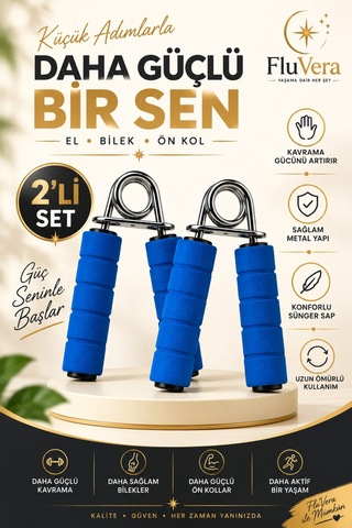 Mavi 2'li El Yayı Seti El Bilek Ön Kol Güçlendirme Kavrama Egzersiz Aleti Mavi