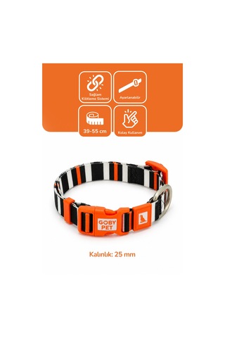 Köpekler İçin Dayanıklı Ve Güvenli, Desenli Boyun Tasması 25mm Çizgili
